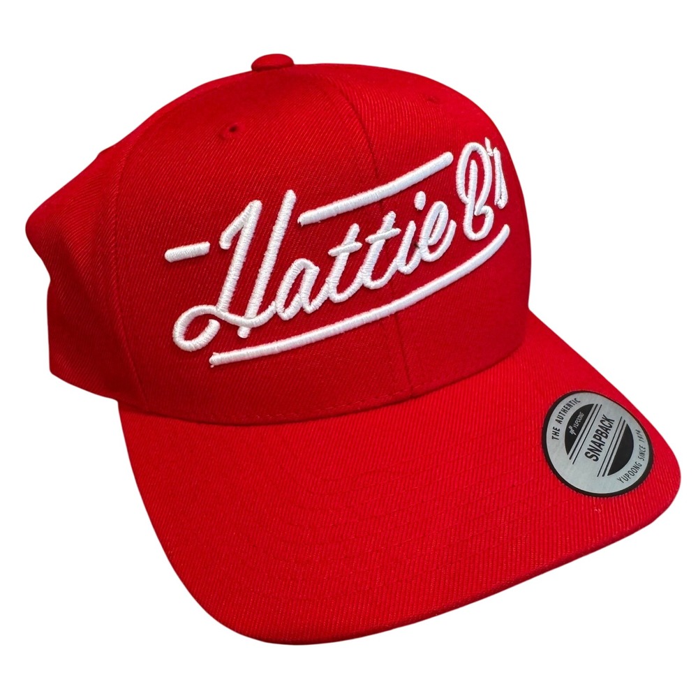 Hattie B's Hot Chicken Yupoong Snapback Hat Red Nashville Script‎ Logo Cap Mens